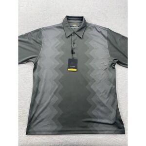 NWT Greg Norman ML75 Play Dry Men's Size Medium‎ Polo Golf Shirt Gray Wave Print